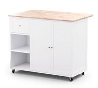 Etsu - Carrello di servizio, piano di lavoro allungabile, 2 cassetti, 2 ante, 2 ripiani, ruote con freno di stazionamento, spazio di stoccaggio, facile da pulire