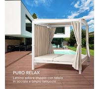 Eremitage Double XL, Sunbed, 2 Persone, Telaio in Acciaio, Parasole, Tende