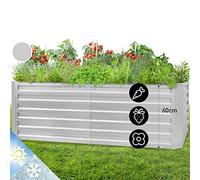 Blumfeldt Fioriera da Esterno, Orto Verticale Rialzato da Esterno per Balcone e Giardino, Mini Orto Rialzato per Piantine, Giardino Verticale da Esterno, Impermeabile 1200L, 200 x 60 x 100cm (Argento)