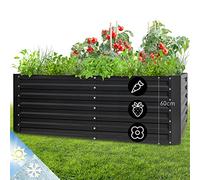 Blumfeldt Fioriera da Esterno, Orto Verticale Rialzato per Balcone e Giardino, Mini Orto per Piantine, Giardino Verticale, Impermeabile 1200L, 200 x 60 x 100cm (Argento)