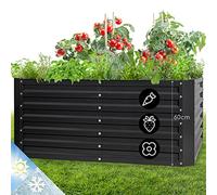 Blumfeldt Fioriera da Esterno, Orto Verticale Rialzato per Balcone e Giardino, Mini Orto per Piantine, Giardino Verticale, Impermeabile 432L, 120 x 60 x 60cm (Argento)
