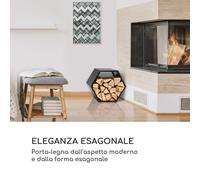 Firebowl Hexawood Black, legnaia, esagonale, 50,2x58x32cm