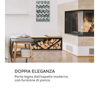 Firebowl Kindlewood L Black, legnaia, panca, 104x40x35cm, bambù, zinco