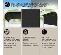 Gazebo Orleans 300 x 220 x 300 cm Tetto scorrevole Protezione UV 50+ Leggero