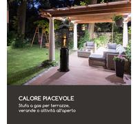 Goldflame riscaldatore a gas per terrazza 11,2 kW vetro temperato mobile in acciaio inox