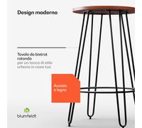 Blumfeldt Hamilton - Tavolino da bistrot, Ø 60 cm, legno, telaio di acciaio