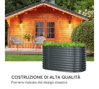 High Grow fioriera rialzata, 160 x 80 x 80 cm, in lamiera d'acciaio ondulata, facile da montare
