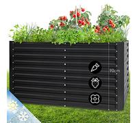 blumfeldt High Grow Straight - Aiuola Rialzata, Materiale: Acciaio Zincato; Ø 0,6 mm, Protezione Antiruggine, 4 Travi Protettive di Alluminio, Volume: 1800 l, 200x90x100 cm (LxAxP), Antracite