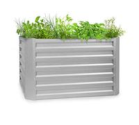 blumfeldt High Grow Straight - Aiuola Rialzata, Materiale: Acciaio Zincato; Ø 0,6 mm, Protezione Antiruggine, 4 Travi Protettive in Alluminio, Volume: 600 l, 100 x 60 x 100 cm (LxAxP), Argento