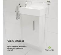Blumfeldt Johnstone portalavabo, mobiletto per il bagno, armadietto da bagno, 40 cm, con lavabo in ceramica, funzione soft close, spazio per riporre gli oggetti, splendente