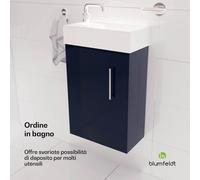 Blumfeldt Johnstone portalavabo, mobiletto per il bagno, armadietto da bagno, 40 cm, con lavabo in ceramica, funzione soft close, spazio per riporre gli oggetti, splendente