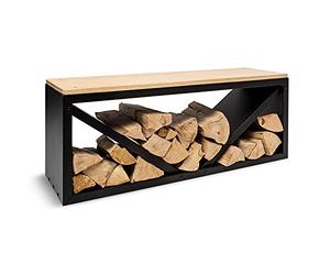 blumfeldt Kindlewood - Portalegna, Panca, al Chiuso e all'Aperto, Pannello di Bambù, 104x40x35cm, Nero