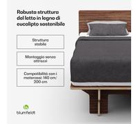 Blumfeldt Lettiera NordicAura Double | 140 cm x 200 cm | robusta | Montaggio senza l'ausilio di strumenti | Legno di eucalipto | Contenitore