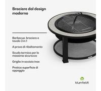 Blumfeldt Merano Circolo - Braciere 3 in 1 con funzione grill, utilizzabile come tavolo, 87 cm di diametro