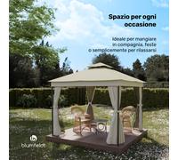 Blumfeldt Mondo Dual - Gazebo, 3x3, con doppio tetto e zanzariere