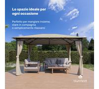 Mondo - Gazebo, 3x4, con telaio in metallo e 4 pareti laterali