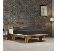 blumfeldt NordicAura Struttura Letto Matrimoniale - Legno Eucalipto FSC, Montaggio Senza Attrezzi, Testiera Alta con Spazio, Finitura Quercia, Adatto a Materassi 140x200 cm