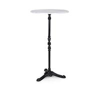 blumfeldt Patras - Tavolino da Bar con Bordo Decorativo, Tavolo da Esterno, Tondo, Base in Ghisa, Interni ed Esterni, Impermeabile, Resistente al Gelo, Ø 60 cm, Altezza 110 cm, Bianco