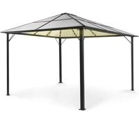 Blumfeldt Pergola Impermeabile con Tetto in Policarbonato, Pergola 3x4, Gazebo in Metallo e Alluminio, da Giardino Anti UV, Tendone Giardino con Vetro Traslucido, Luci LED Dimmerabili