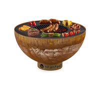 blumfeldt Savage Braciere con Griglia, Ø braciere: 60,5 cm, Resistente all'Acqua e al Gelo, Combustibile: Legna o Carbone, Materiale: Acciaio, Copertura Inclusa, Tipo: Piccolo, Ruggine