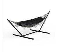 blumfeldt SwayStation - Amaca da Giardino, Amaca con Supporto, capacità: 100 kg, Resistente alle Intemperie, Ganci Antiruggine, Tessuto: Poliestere/Cotone, Design Boho, Grigio Scuro