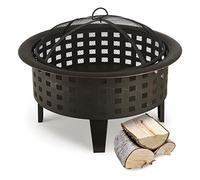 blumfeldt Versailles Braciere Decorativo Griglia Per Giardino (Ø 70 cm, Inclusi paraschizzi reticolato e attizzatoio, Acciaio Annerito) Nero
