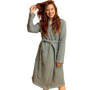 BLUMIS® Accappatoio da donna - moderno vestaglia, Heavy Waffle pique 250 GSM, cotone Oeko-Tex, adatto per sauna, taglio kimono, ardesia, XS-S