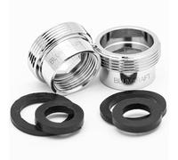 BLUMKRAFT Set di 2 adattatori per rubinetto F16 - M22 in metallo massiccio ottone argentato 16 mm femmina 22 mm maschio (F16-M22/M22-F16)