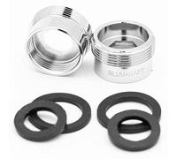 BLUMKRAFT Set di 2 adattatori per rubinetto F18 - M22 in metallo massiccio ottone argentato 18 mm femmina 22 mm maschio (F18-M22/M22-F18)