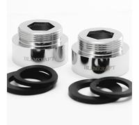 BLUMKRAFT Set di 2 adattatori per rubinetto F26 - M22 in metallo massiccio ottone argentato 26 mm femmina 22 mm maschio (F26-M22/M22-F26)