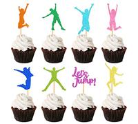 Blumomon 24 topper per trampolino colorato, trampolino per cupcake, per salto, compleanno, cupcake, trampolino, decorazioni per cupcake per saltare a tema feste di compleanno