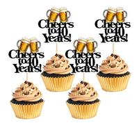 Blumomon 28 decorazioni per cupcake a tema birra per il 40° compleanno, decorazioni divertenti per feste a tema
