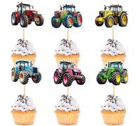 Blumomon 30 pezzi trattore cupcake topper compleanno del ragazzo cupcake topper decorazione della fattoria festa trattore decorazione torta