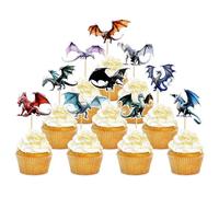 Blumomon 30pcs Dragon Cupcake Decor Selected Dragon Tema Torta Cupcake Decor Kids Birthday Party Decor Baby Shower Boy Decorazione di Compleanno