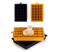 Blumtal 2x24 Ghiaccio Stampo Cubetti Silicone 2,6 cm - Vaschette Stampo Ghiaccio Silicone, Cubetti Ghiaccio Cocktail, Certificato Senza BPA, Facili da Staccare, Nero/Giallo