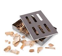 Blumtal Affumicatore BBQ - Smoker Box Barbecue in Acciaio Cromato, Barbecue Affumicatore - 20,5 x 13 x 3,5 cm - incluse 150 Wood-Chips di Faggio
