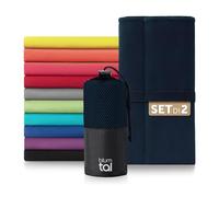 Blumtal - Asciugamano in microfibra - Set di 2 - Asciugamano sportivo - Telo da spiaggia - Asciugamano ad asciugatura rapida, compatto, ultraleggero e super assorbente - Dark Ocean Blue - blu - 80 x