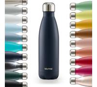 Blumtal Borraccia da 350 ml, in acciaio inox, a prova di perdite, senza BPA, fredda e calda, bottiglia isolata a doppia parete, resistente alla ruggine, colore blu scuro