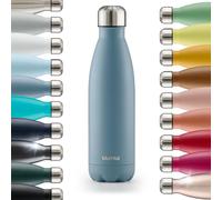 Blumtal Borraccia da 350 ml, in acciaio inox, a prova di perdite, senza BPA, fredda e calda, bottiglia isolata a doppia parete, thermos resistente alla ruggine, colore grigio e blu