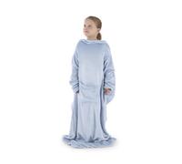 Blumtal Coperta Indossabile con Maniche, Coperta in Pile Indossabile con Tasche, Coperta con Maniche per Bambini, 90x105cm, Blu Pastello