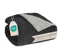 Blumtal coperta pile plaid 230x270 cm con disegno a treccia - coperta divano invernale con certificato OEKO-TEX - coperta matrimoniale microfibra - coperte pile matrimoniali sherpa - antracite/grigio