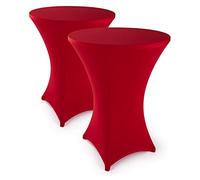 Blumtal Copertura Elasticizzata Per Tavolo Da Bar, Elegante Copertura Per Tavolo Da Bistrot {Colore: Rosso Ø 80-85Cm - 2Er-Set}