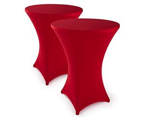 Blumtal Copertura Elasticizzata Per Tavolo Da Bar, Elegante Copertura Per Tavolo Da Bistrot {Colore: Rosso Ø 80-85Cm - 2Er-Set}