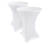 Blumtal copritavolo da bar elastico senza bisogno di essere stirato - Copritavolo certificato OEKO-TEX per tavoli da bar Ø 80-85 cm, Bianco, Set da 5