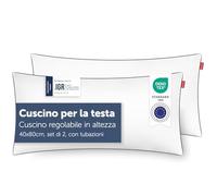 Blumtal Cuscino Letto, Guanciale Letto in Morbidissimi Fiocchi di Lattice, Cuscini Letto con Imbottitura Regolabile, 40x80cm, 2 Pezzi