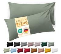 Blumtal Federa 40 x 60, 2 pezzi - Federe certificate OEKO-TEX 100% microfibra extra morbida e lavabile in lavatrice - Federa 40x60 verde estate