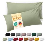 Blumtal Federa 40 x 70, 2 pezzi - Federe certificate OEKO-TEX 100% microfibra extra morbida e lavabile in lavatrice - Federa 40x70 verde oliva chiaro