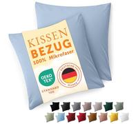 Blumtal Federa 50 x 50, 2 pezzi - Federe certificate OEKO-TEX 100% microfibra extra morbida e lavabile in lavatrice - Federa 50x50 blu