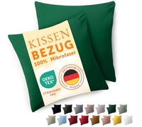 Blumtal Federe Cuscini Divano 50x50 cm - Set di Copricuscini per Divani in Microfibra a 2 Pezzi con Chiusura a Zip certificati Oeko-Tex, extra morbidi e lavabili - Verde Scuro