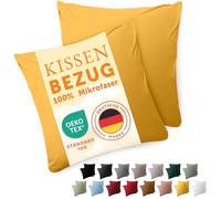 Blumtal Federe Cuscini Divano 80x80 cm - Set di Copricuscini per Divani in Microfibra a 2 Pezzi con Chiusura a Busta certificati Oeko-Tex, extra morbidi e lavabili - Giallo